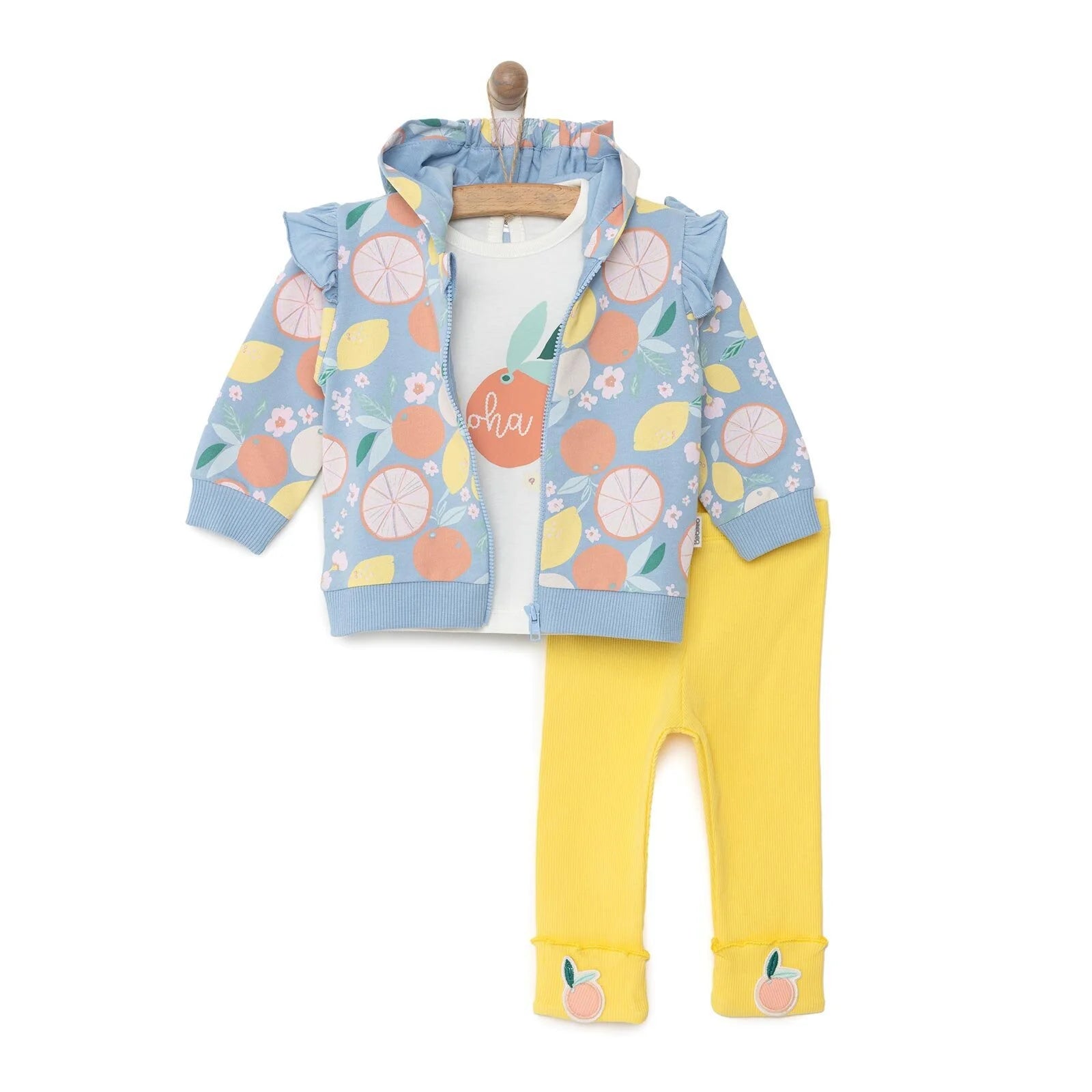 Bebetto Newborn Baby Girl Aloha Hooded Cardigan - Sweatshirt - Bottom - Light Blue - ebebek - Black Friday