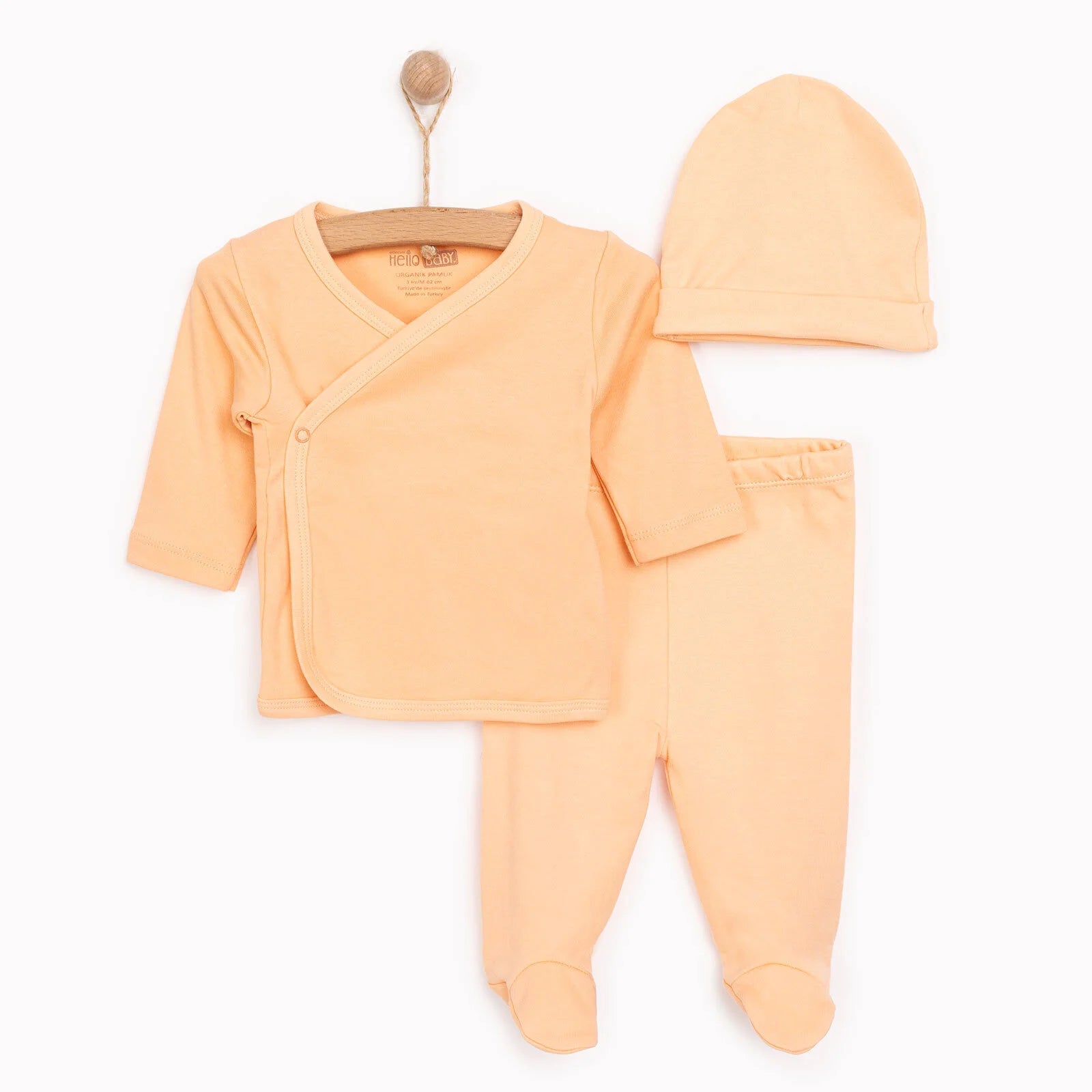 HelloBaby Newborn Organic Wrapover Top - Hat - Orange - ebebek - Black Friday