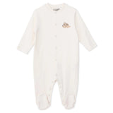 Baby Boy Footed Sleepsuit Dinosaur Print Snap Fastening Crew Neck - Beige Beige - ebebek