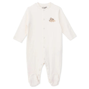 Baby Boy Footed Sleepsuit Dinosaur Print Snap Fastening Crew Neck - Beige Beige - ebebek