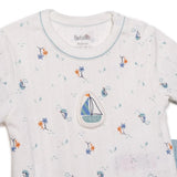 Bebetto Boys T-shirt & Footless Bottom Set Nautical Print Snap Fastening Palm in the Sea Crew Neck F - Petrol Green Petrol Green - ebebek