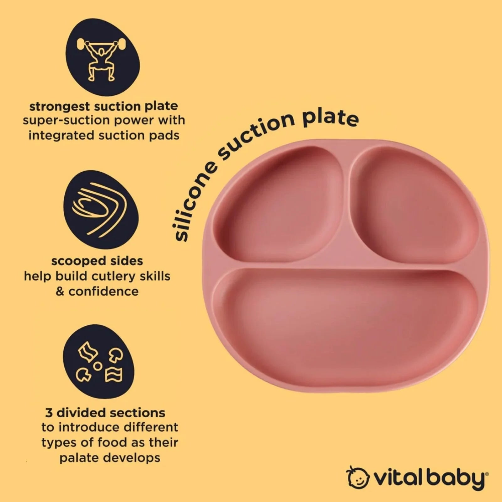 Vital Baby Nourish Silicone Suction Plate - Blush Raspberry - ebebek - Black Friday