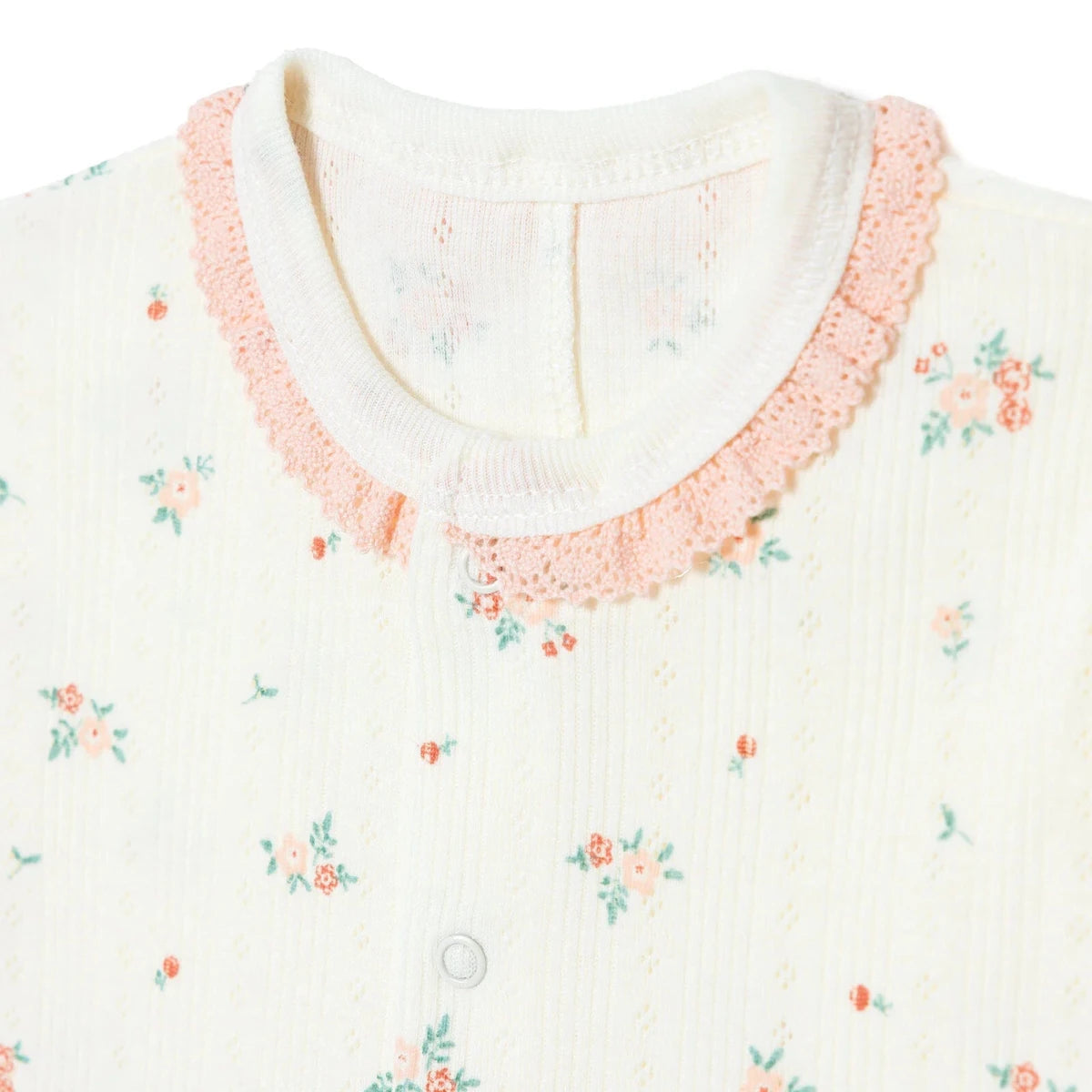 Bebetto Girls Short Romper Floral Print Snap Fastening Bloom Frill Neck Short Length Short Sleeve - Pink Pink - ebebek