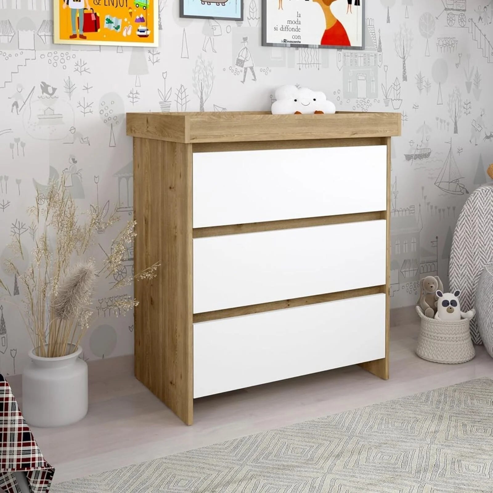 Shefa Kids 880 Baby Changing Unit - Cremona Oak/White - ebebek - Black Friday
