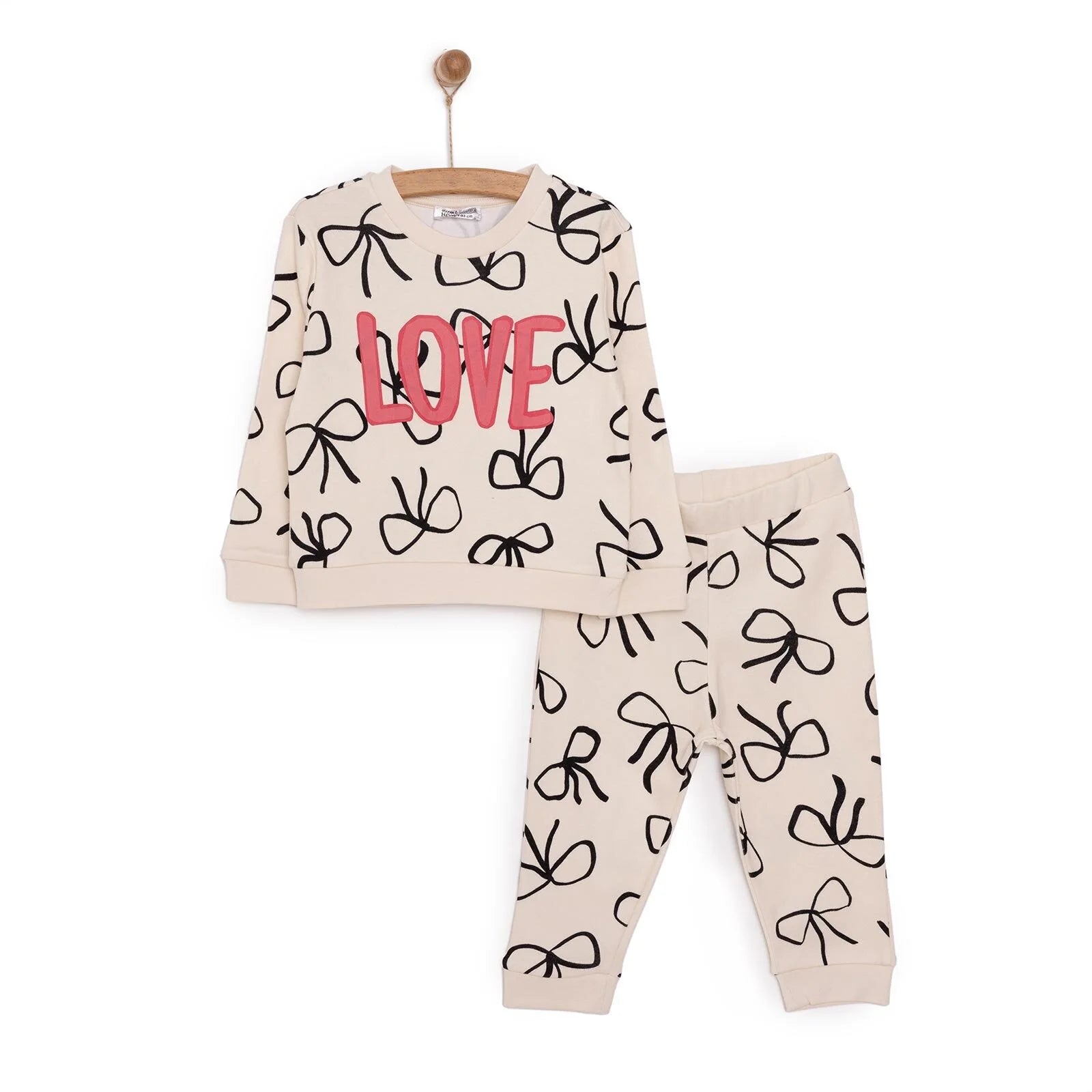 HelloBaby Basic Girl Bow Printed Jogging Set - ebebek - Black Friday