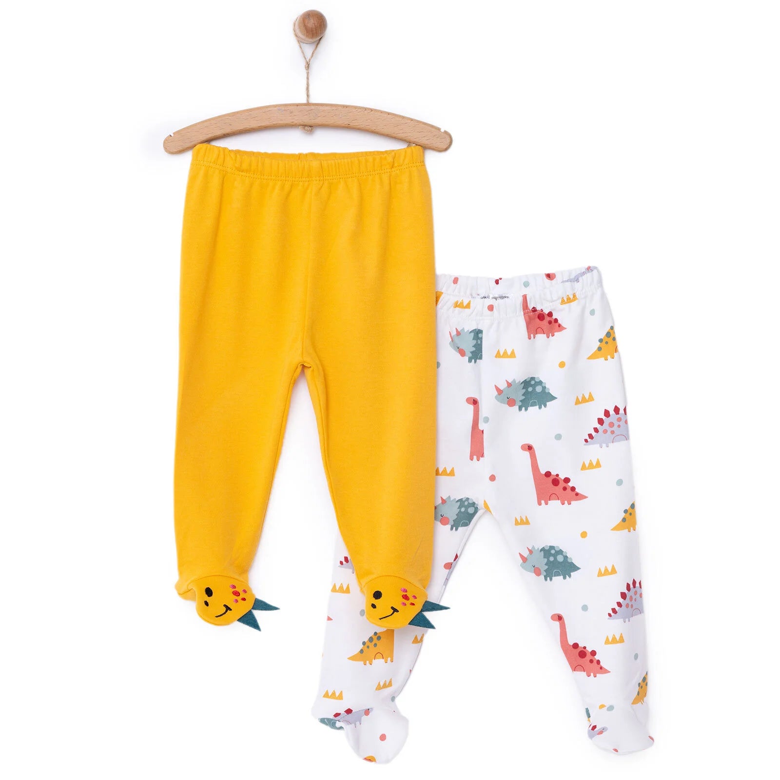 HelloBaby Newborn Baby Boy Embroidered Footed Bottom - Dark Yellow - ebebek - Black Friday