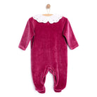 HelloBaby Newborn Unisex Embroidered Velvet Jumpsuit - Fuchsia - ebebek - Black Friday