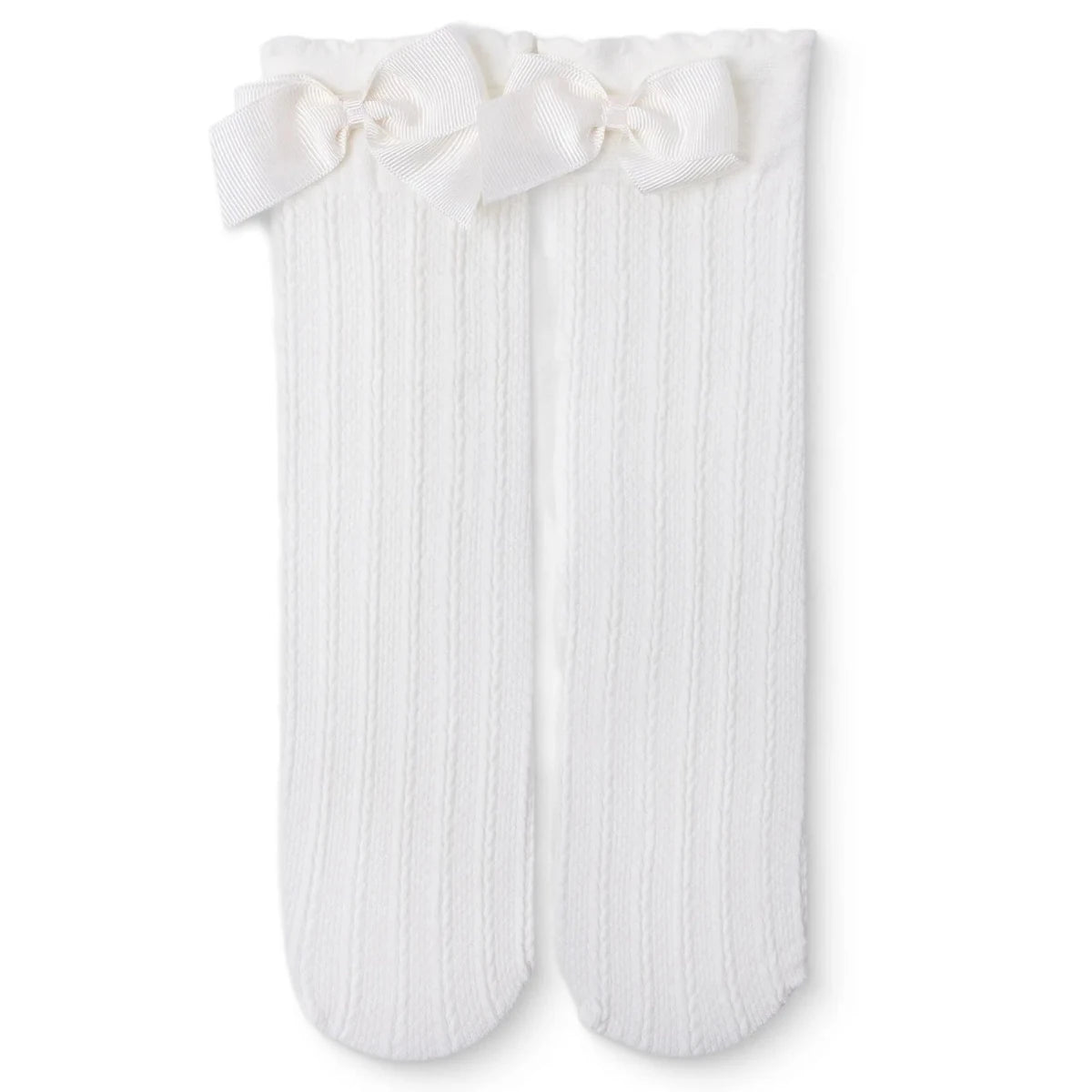 HelloBaby Girls Knee - High Socks Bow Print - Ecru Ecru - ebebek