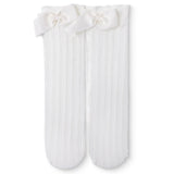 HelloBaby Girls Knee - High Socks Bow Print - Ecru Ecru - ebebek