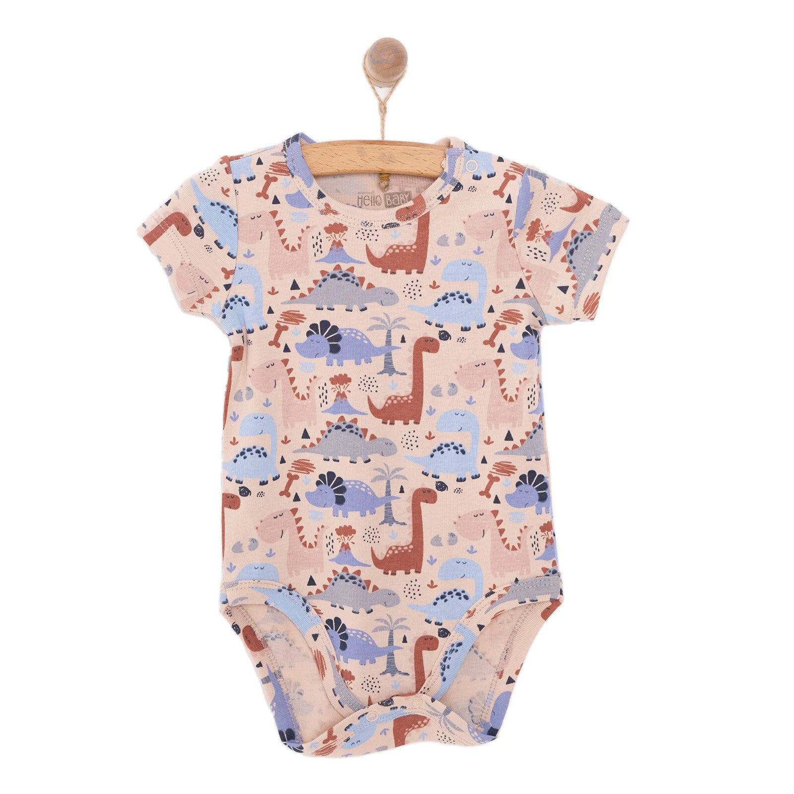 HelloBaby Baby Boy Short Sleeve Bodysuit - Beige - ebebek - Black Friday