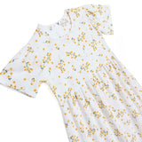 Baby Mom Mother Maternity Dress Daisy Print Crew Neck Full Length Short Sleeve - Ecru Printed Ecru Printed - ebebek
