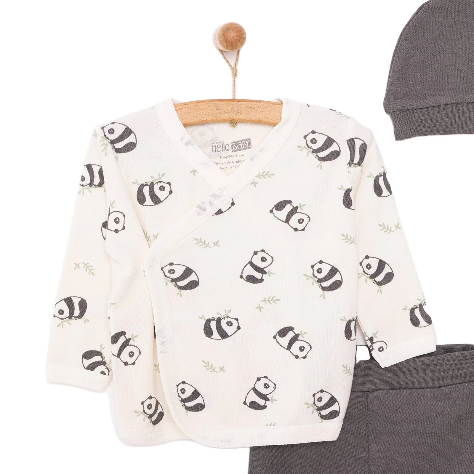 HelloBaby Newborn Baby Top - Hat - Footed Bottom - Ecru - ebebek - Black Friday