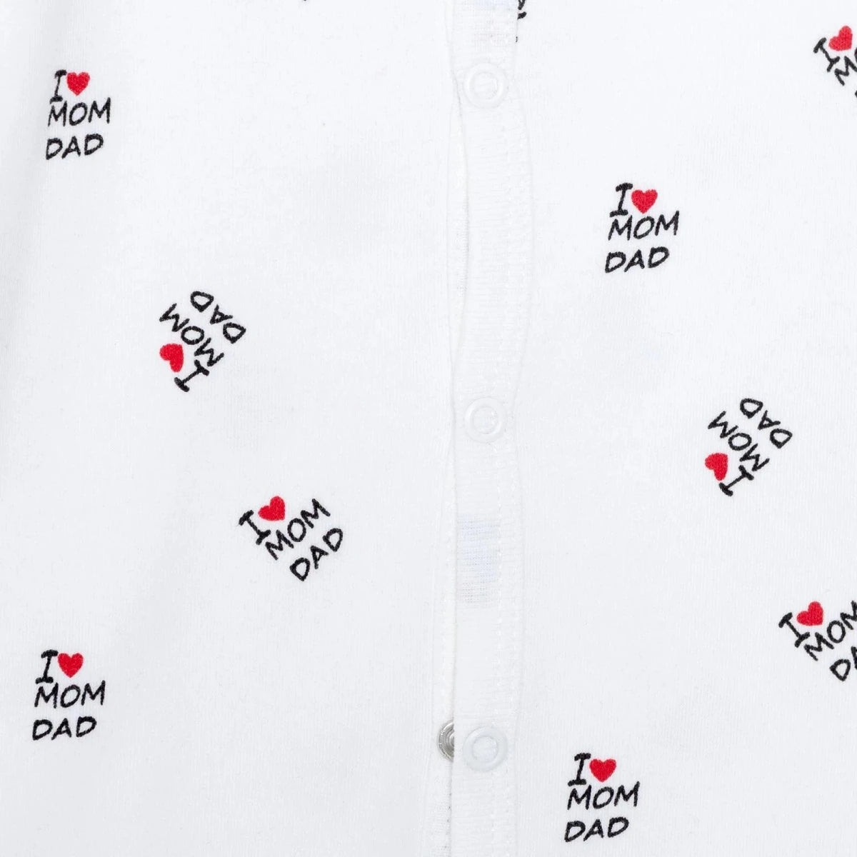 Unisex Footed Sleepsuit Slogan Print Snap Fastening Crew Neck - White Printed White Printed - ebebek