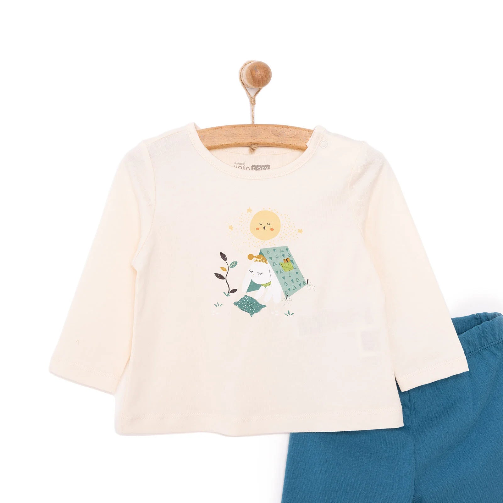 HelloBaby Boy Long Sleeve Pyjamas Set - Ecru - ebebek - Black Friday