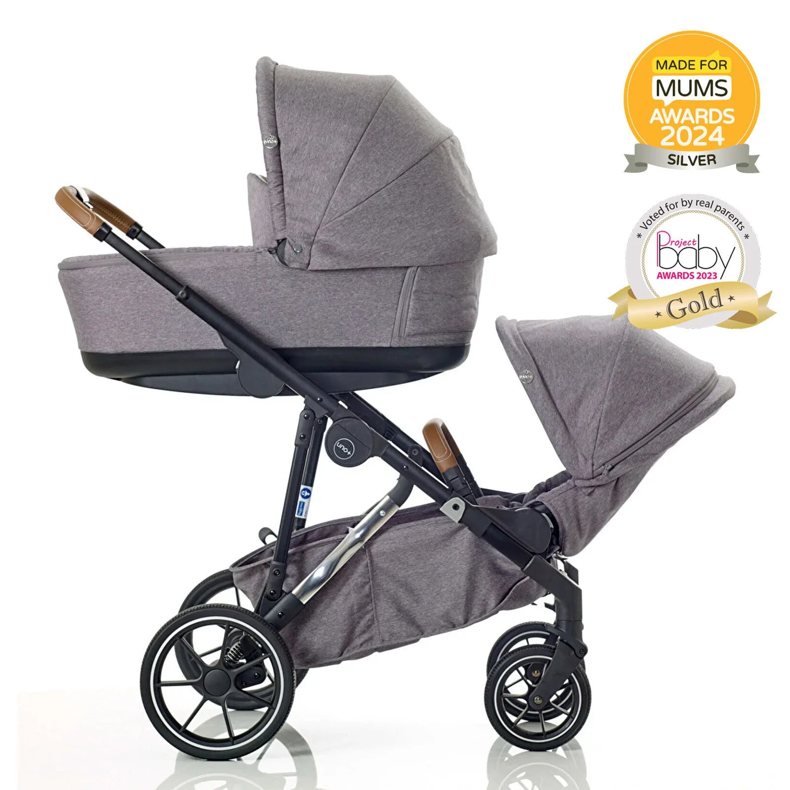 Mee Go Uno Plus 2 in1 Pushchair Pram Grey Chrome ebebek