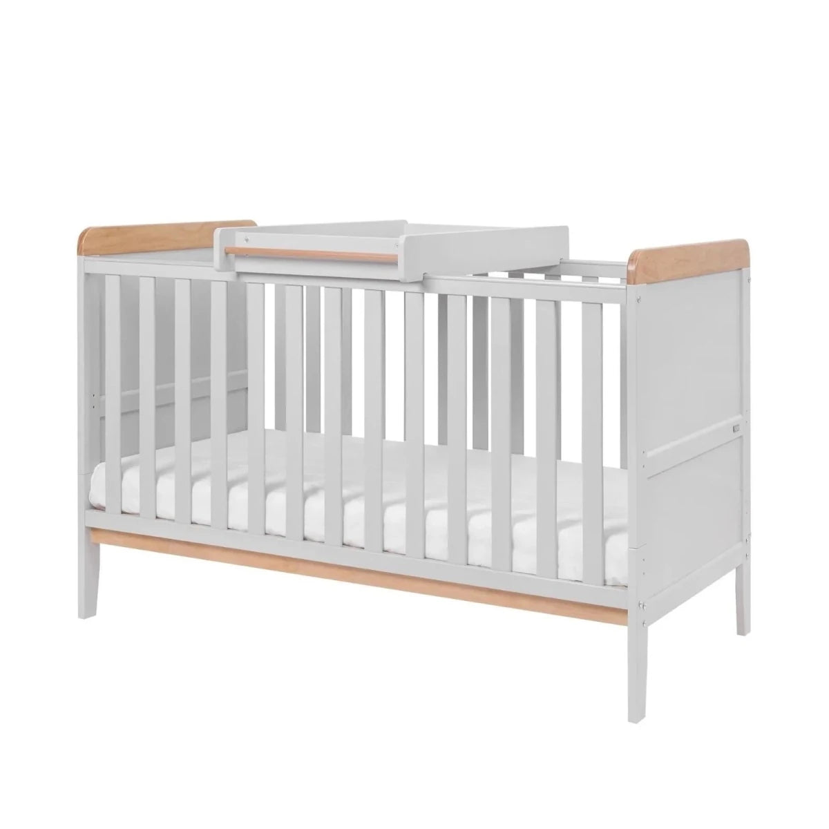Tutti Bambini Rio Cot Bed with Cot Top Changer & Mattress - Dove Grey/Honey Oak Dove Grey/Honey Oak - ebebek