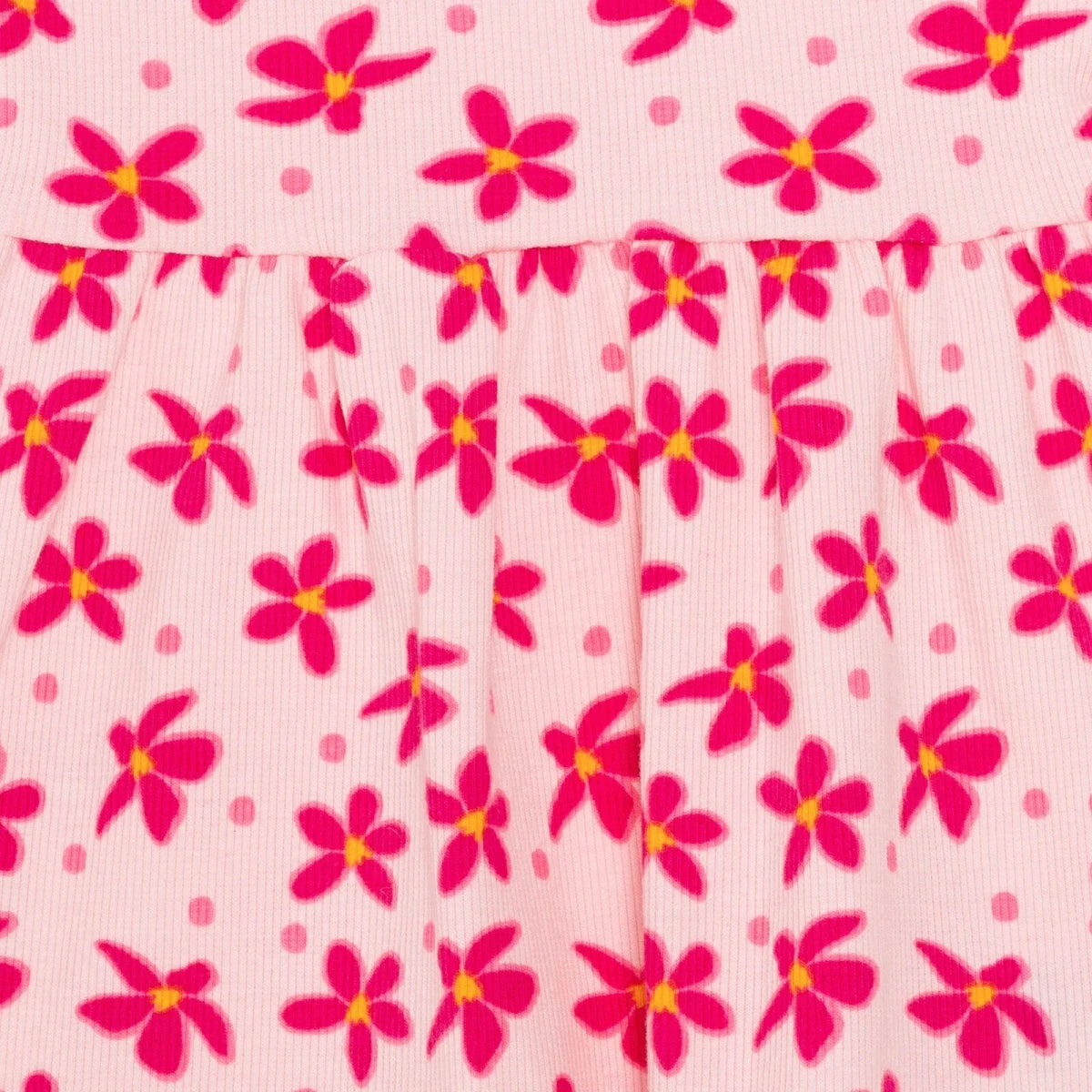 HelloBaby Girls Dress Floral Print Buttoned Crew Neck Short Sleeve - Pink Printed Pink Printed - ebebek