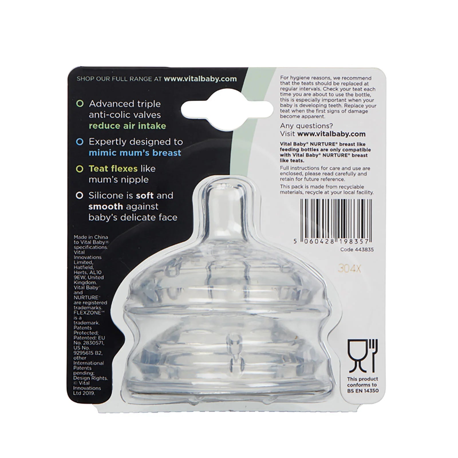 Vital Baby Nurture Breast Like Feeding Teat Medium Flow Pack of 2 - ebebek - Black Friday