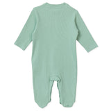 Baby Boy Footed Sleepsuit Dinosaur Print Snap Fastening Crew Neck - Green Printed Green Printed - ebebek