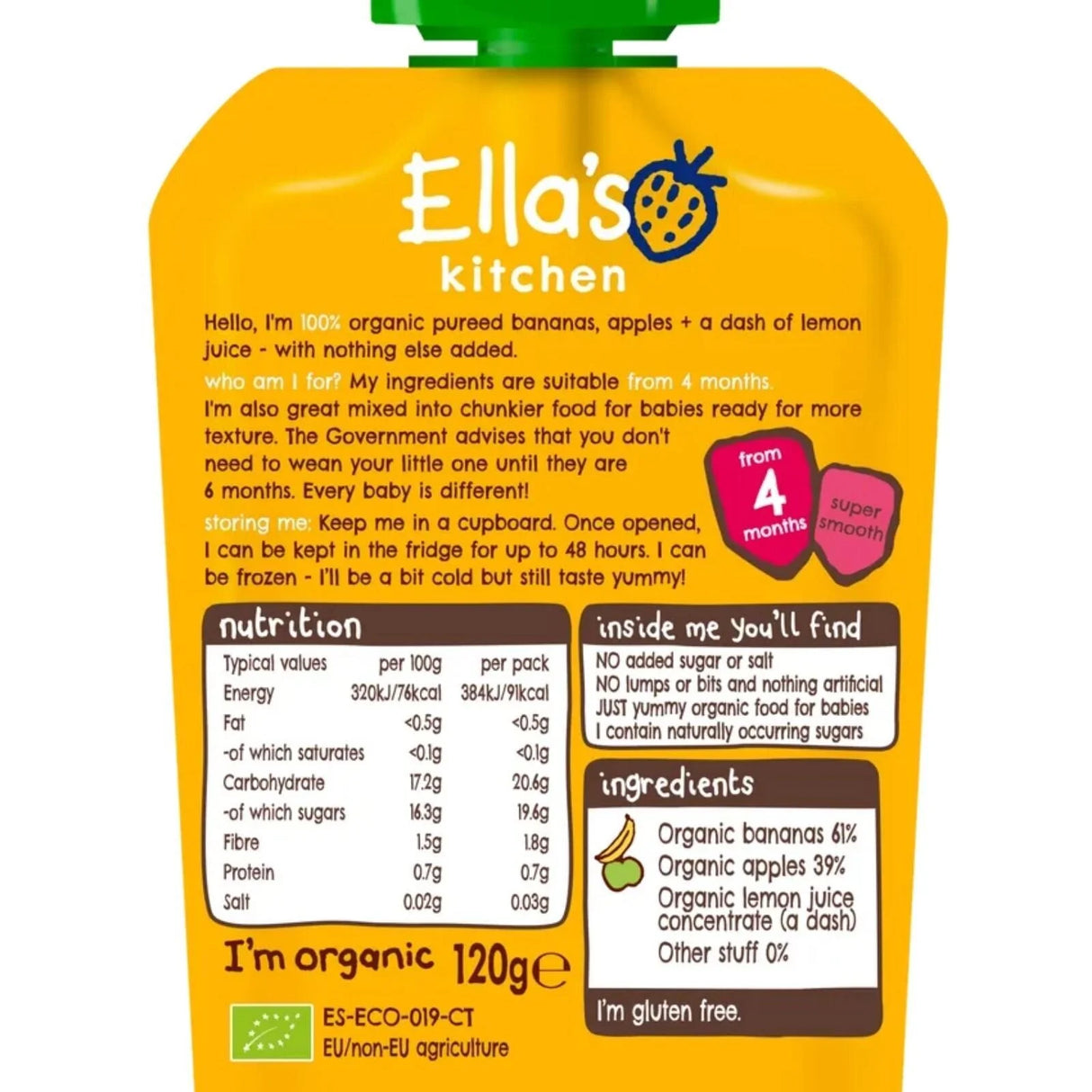 Ella's Kitchen Bananas & Apples 4+ months 120g - ebebek - Black Friday