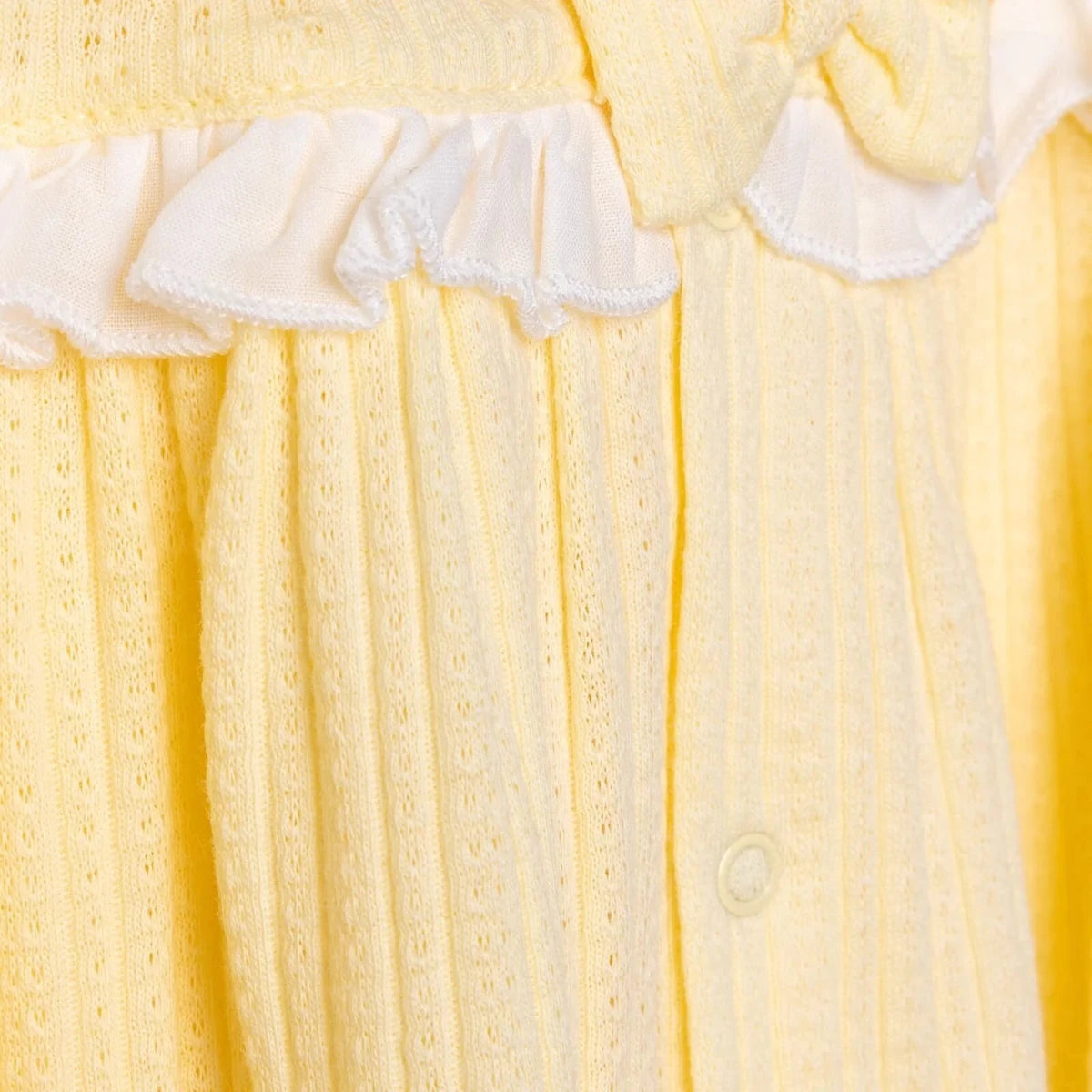 Bebetto Girls Dress Snap Fastening Sweet Princess Frill Neck Short Sleeve - Yellow Yellow - ebebek