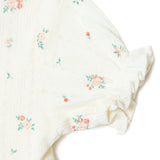 Bebetto Girls Short Romper Floral Print Snap Fastening Bloom Frill Neck Short Length Short Sleeve - Pink Pink - ebebek