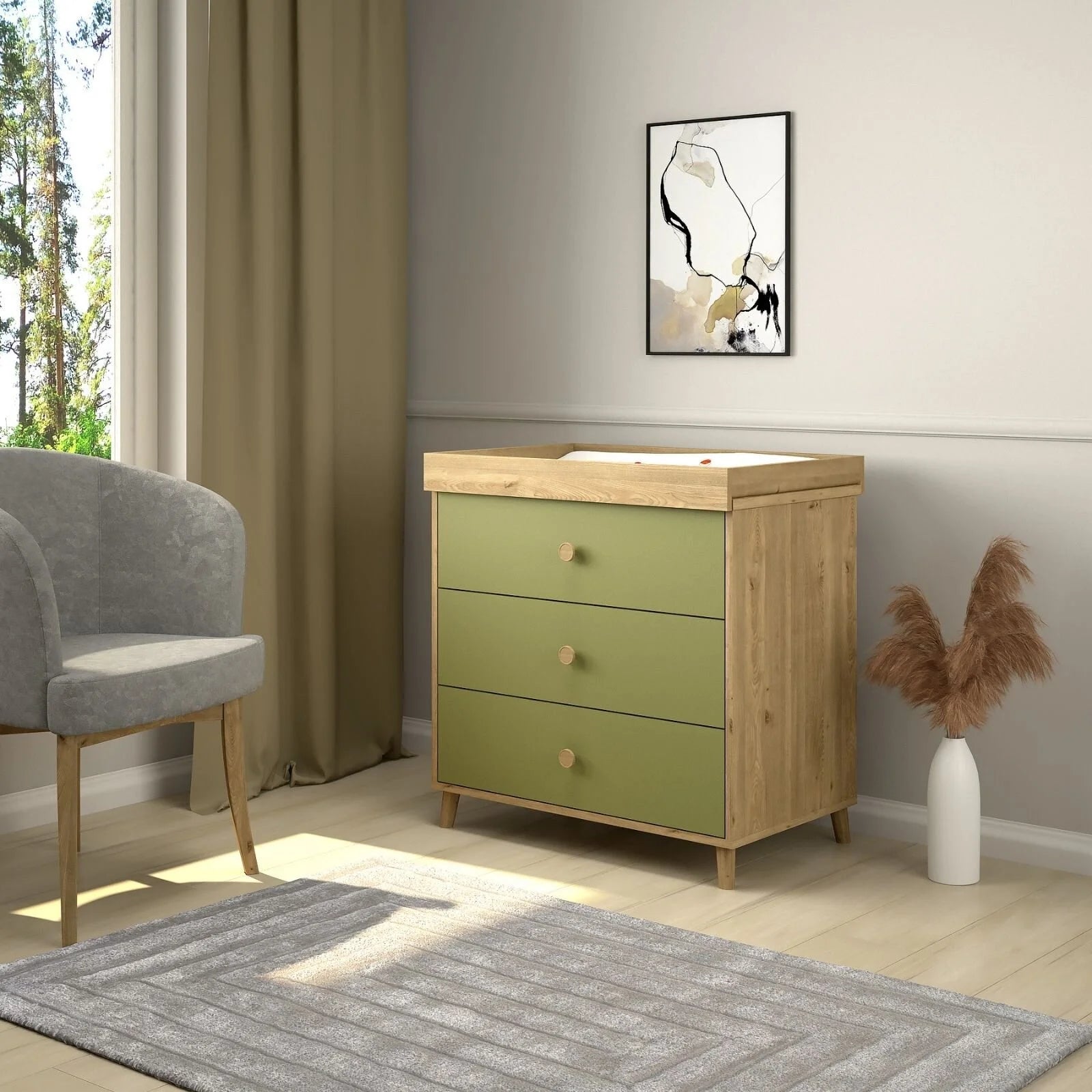 Shefa Kids 890 Changing Dresser - Pistachio Green - ebebek - Black Friday