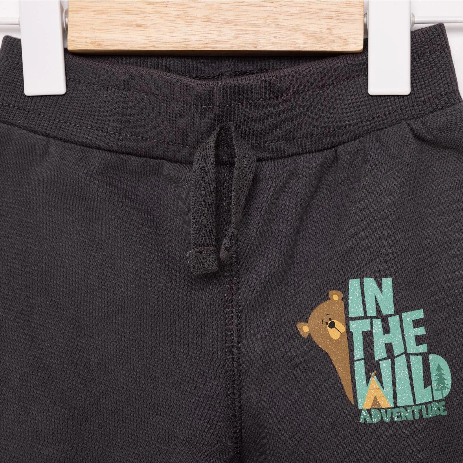 HelloBaby Basic Bear Printed Low Raised Joggers - Anthracite - ebebek - Black Friday