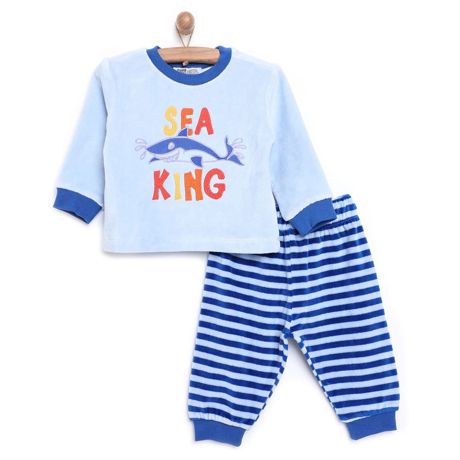 HelloBaby Velvet Pyjamas Set - Blue - ebebek - Black Friday