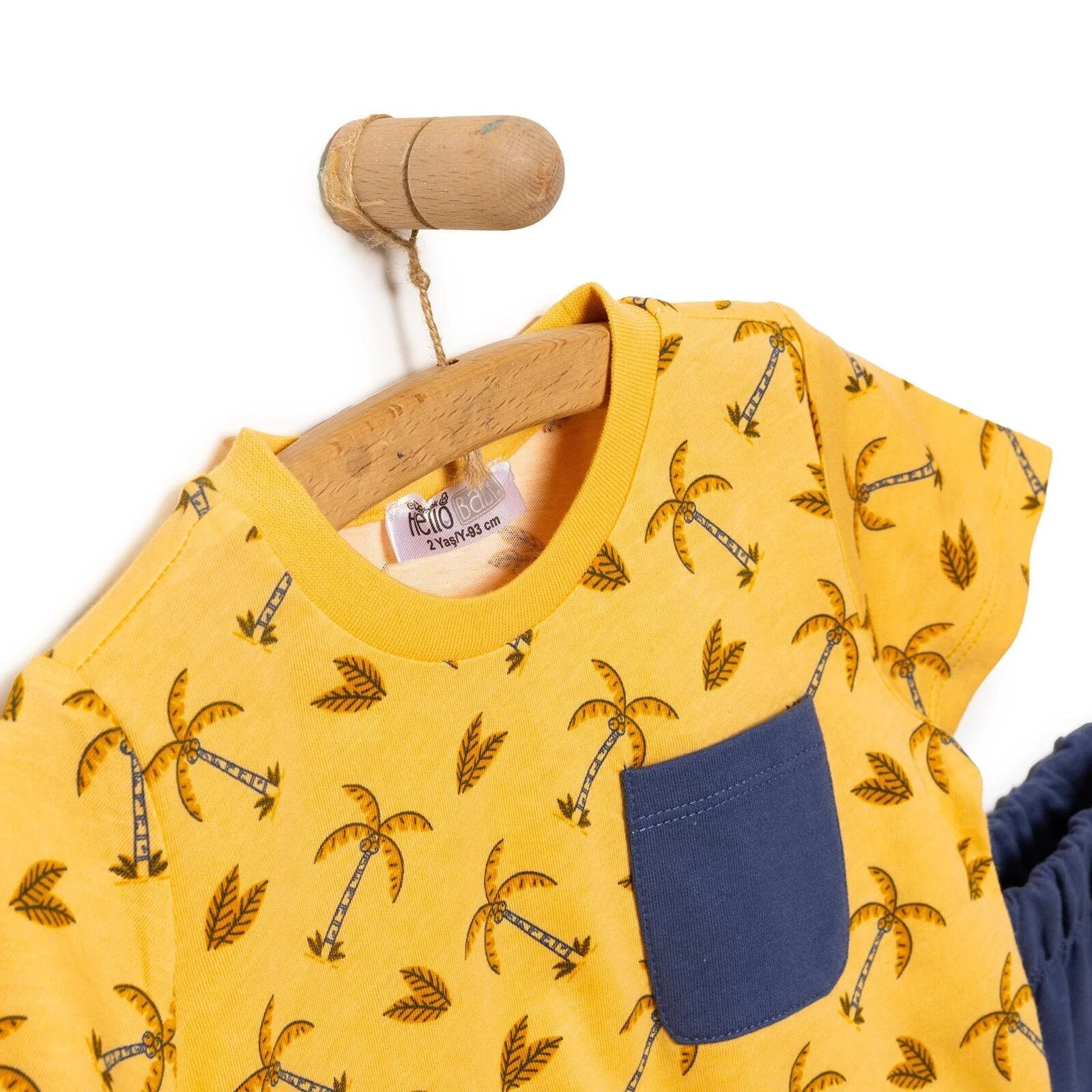 HelloBaby Basic Boy Palm Patterned Tshirt - Indigo - ebebek - Black Friday