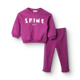 HelloBaby Motto Girl Sweatshirt - Leggings - Purple Purple - ebebek