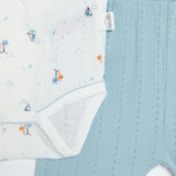 Bebetto Boys Bodysuit & Footless Bottom Set Nautical Print Snap Fastening Palm in the Sea Crew Neck - Petrol Green Petrol Green - ebebek