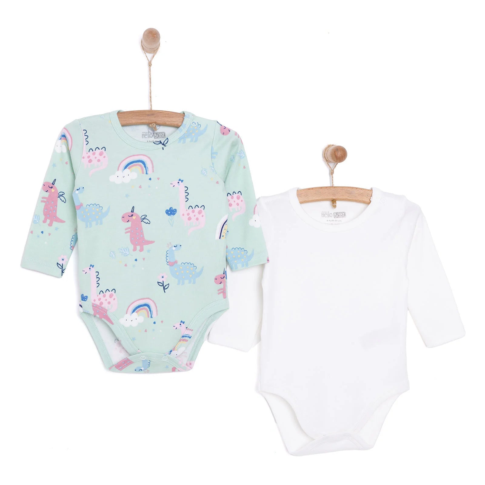 HelloBaby Girl Dino Printed 2 - Pack Long Sleeve T-shirt - Multicolour - ebebek - Black Friday
