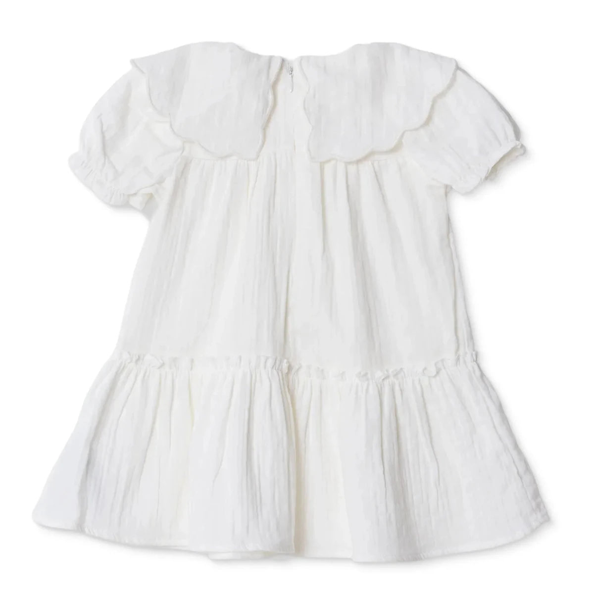 HelloBaby Girls Dress Floral Print Flower Garden Crew Neck Short Sleeve - Ecru Ecru - ebebek