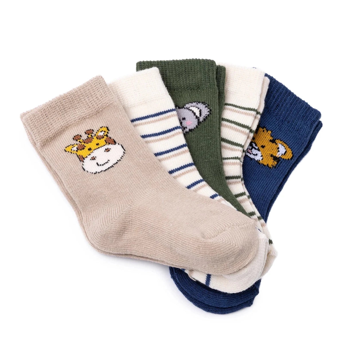 Baby Boy 5 - Pack Ankle Socks Animal Print - Brown Brown - ebebek