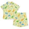 Baby Boy Short Sleeve Pyjamas Set Dinosaur Print Buttoned Shirt Collar - Green Green - ebebek