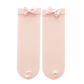 HelloBaby Girls Knee - High Socks Bow Print Cotton Rich - Pink Pink - ebebek