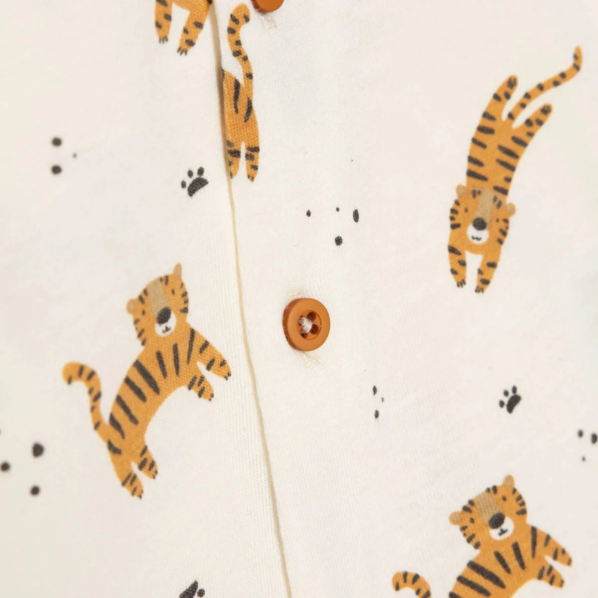 Baby Boy Short Sleeve Pyjamas Set Animal Print Buttoned Shirt Collar Short Sleeve - Ecru Ecru - ebebek