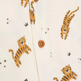Baby Boy Short Sleeve Pyjamas Set Animal Print Buttoned Shirt Collar Short Sleeve - Ecru Ecru - ebebek