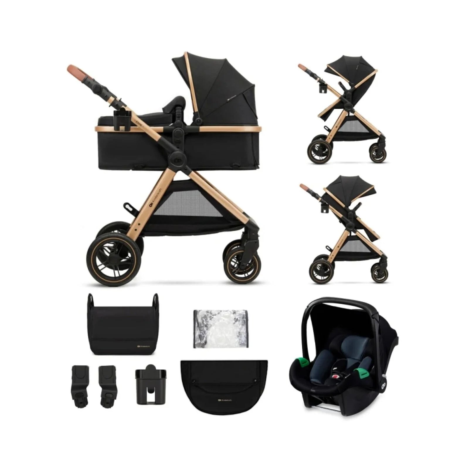 Kinderkraft Esme 3 - in - 1 Travel System with Mink Pro Car Seat - Pure Black Pure Black - ebebek - Christmas