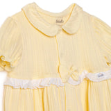 Bebetto Girls Dress Snap Fastening Sweet Princess Frill Neck Short Sleeve - Yellow Yellow - ebebek
