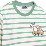 HelloBaby Boys T-Shirt & Trousers Set Vehicle Print Little Car Crew Neck Full Length Long Sleeve - Green Printed Green Printed - ebebek
