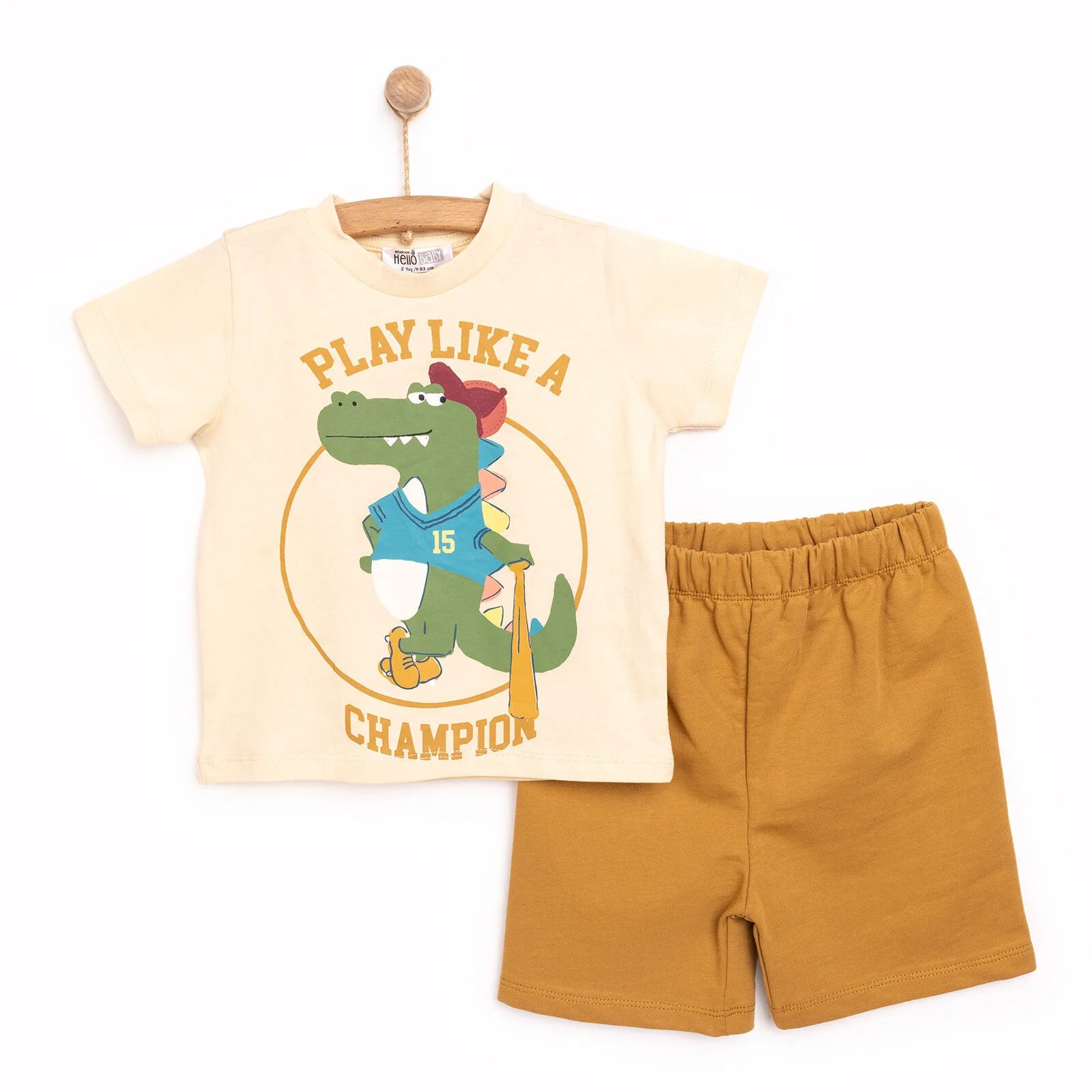 HelloBaby Basic Boy Tshirt Short - Light Brown - ebebek - Black Friday