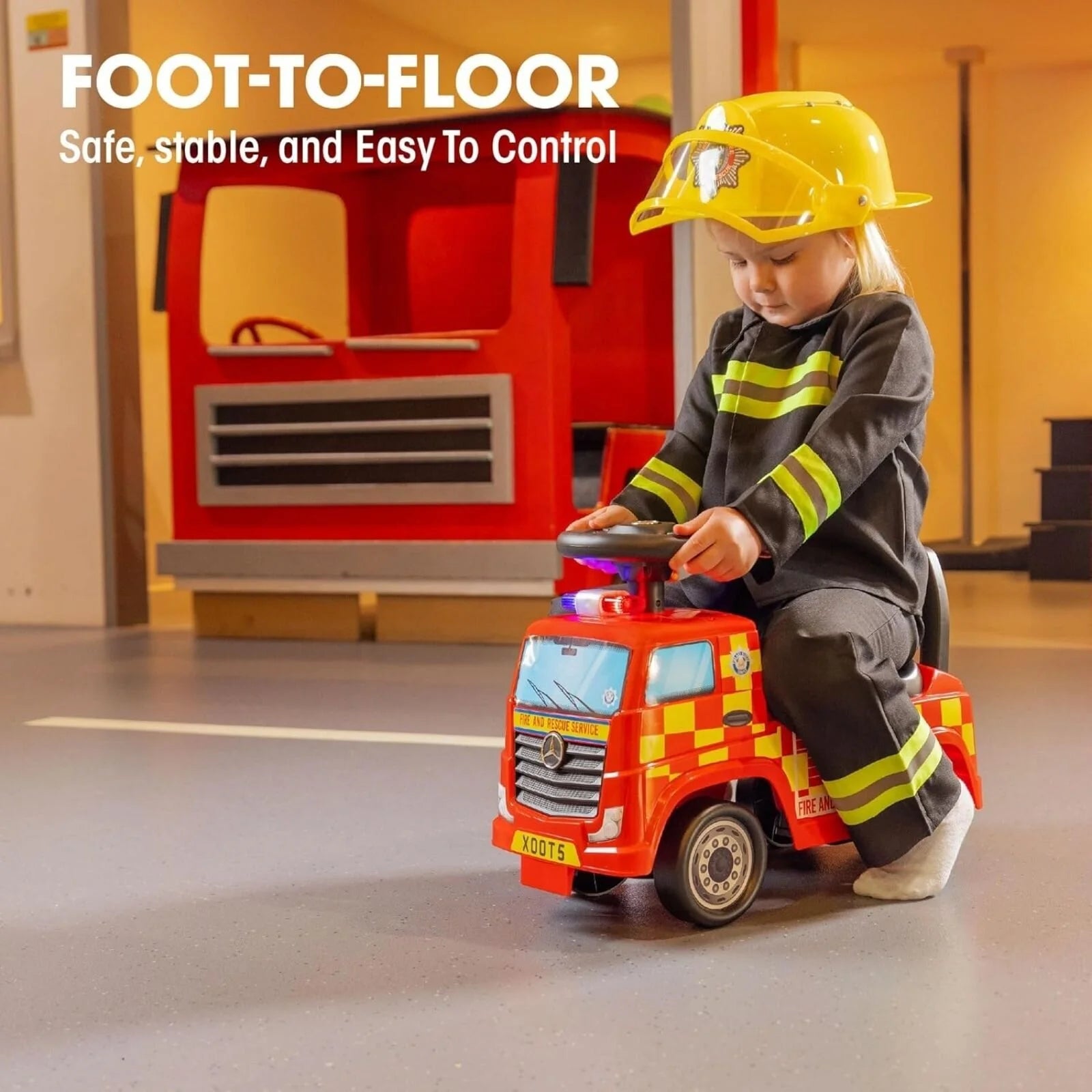Xootz Mercedes - Benz Fire Engine Foot - to - Floor Ride On - Red - ebebek - Black Friday