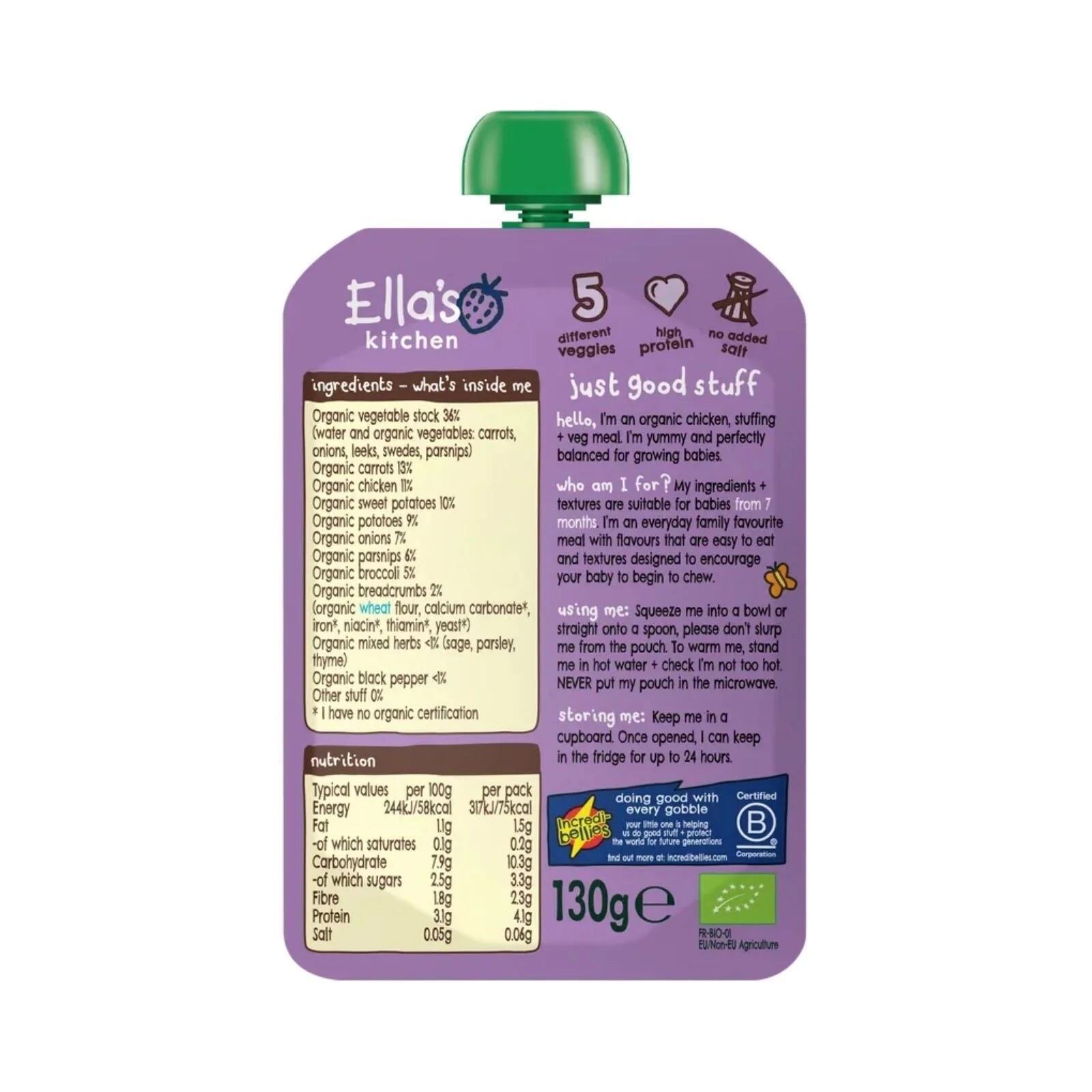 Ella's Kitchen Organic Chicken Roast Dinner Baby Food Pouch 7+ months 130g - ebebek - Black Friday