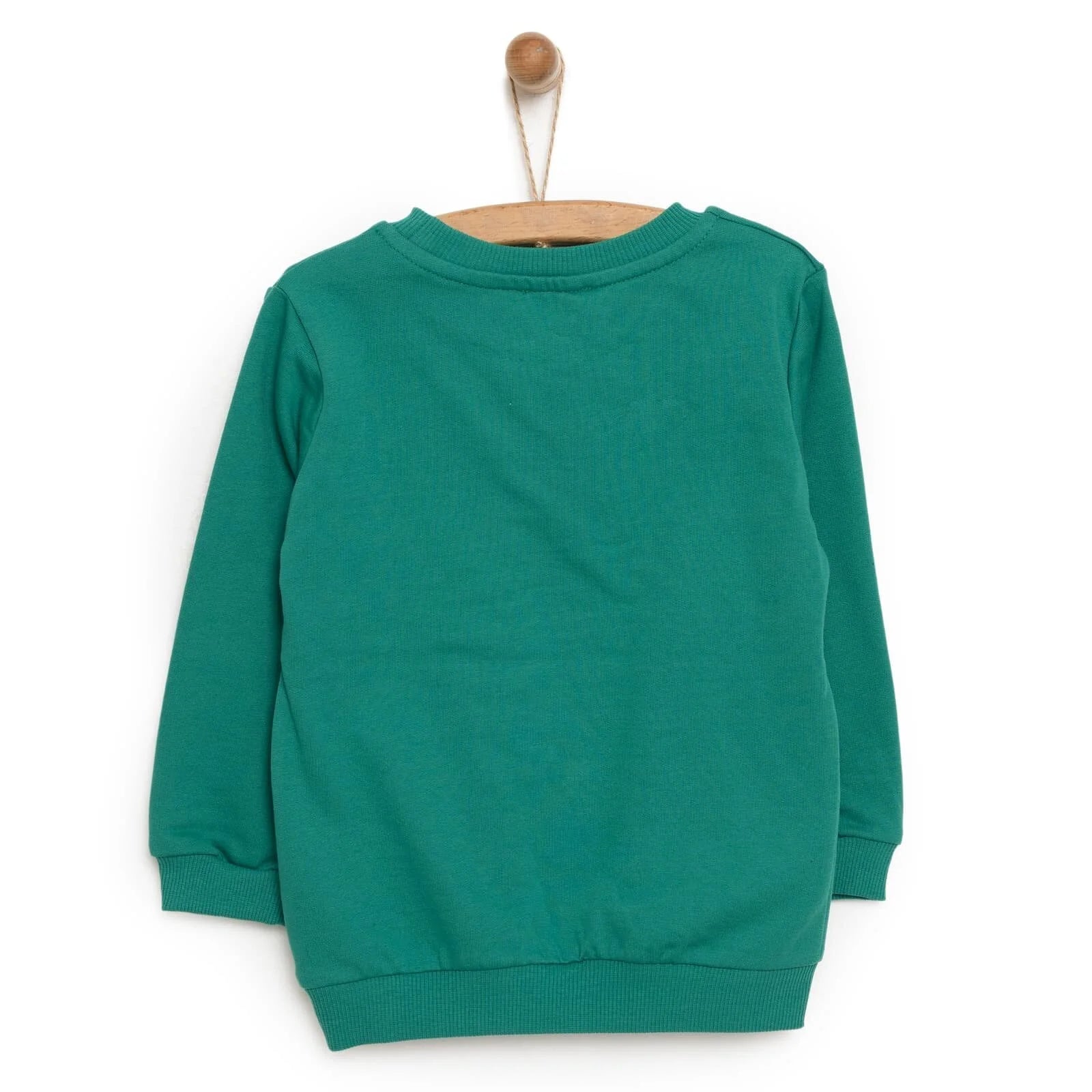 HelloBaby Basic Boy Low Raised Bear Printed Sweatshirt - Dark Green - ebebek - Black Friday