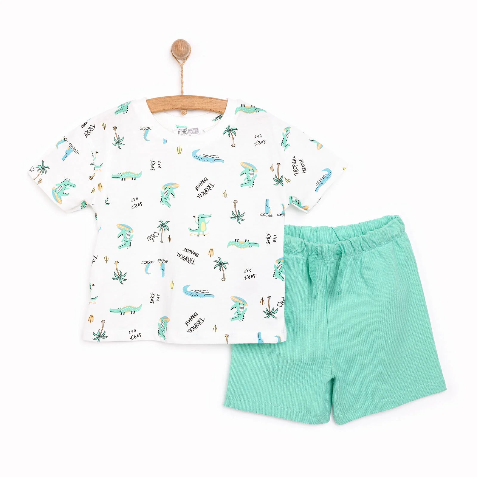 HelloBaby Crocodile Boy Tshirt - Short - White - ebebek - Black Friday