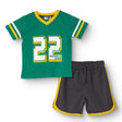HelloBaby Boys T-shirt - Short Numbers Lace - up LITTLE SPORTS V - Neck Short Leg Short Sleeve - Dark Green Dark Green - ebebek