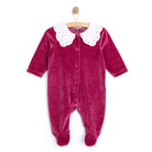 HelloBaby Newborn Unisex Embroidered Velvet Jumpsuit - Fuchsia - ebebek - Black Friday
