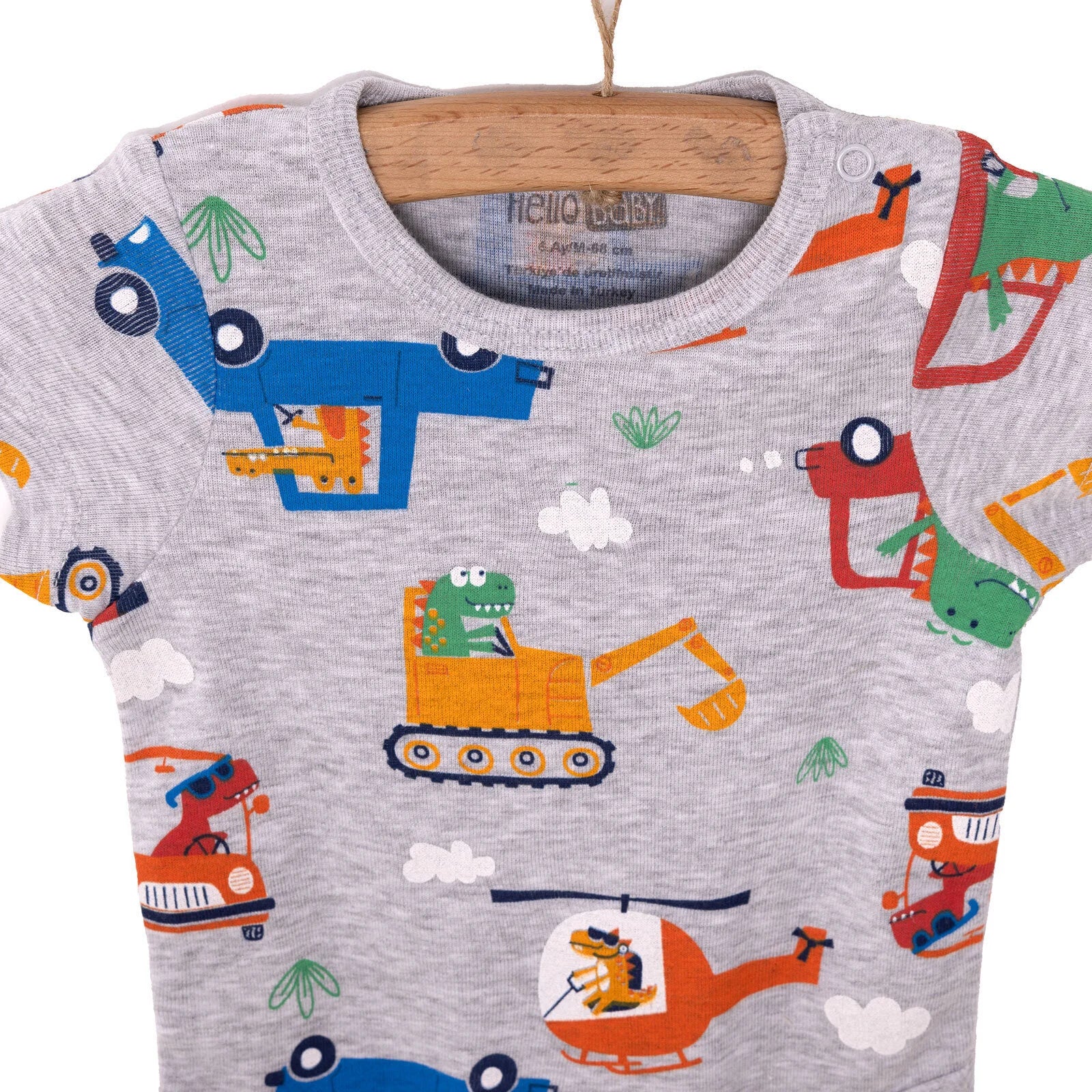 HelloBaby Baby Boy Short Sleeve Body - Grey Melange - ebebek - Black Friday